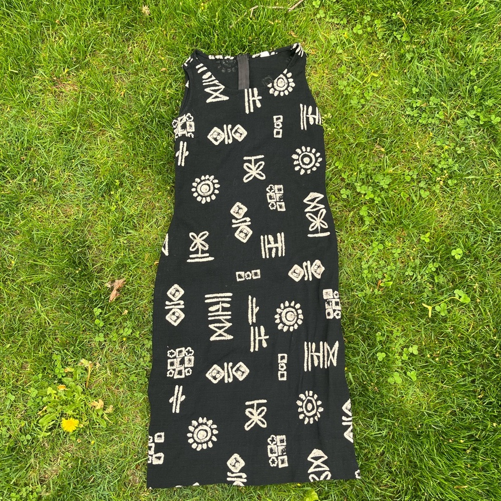 Vintage Black and White Midi Dress